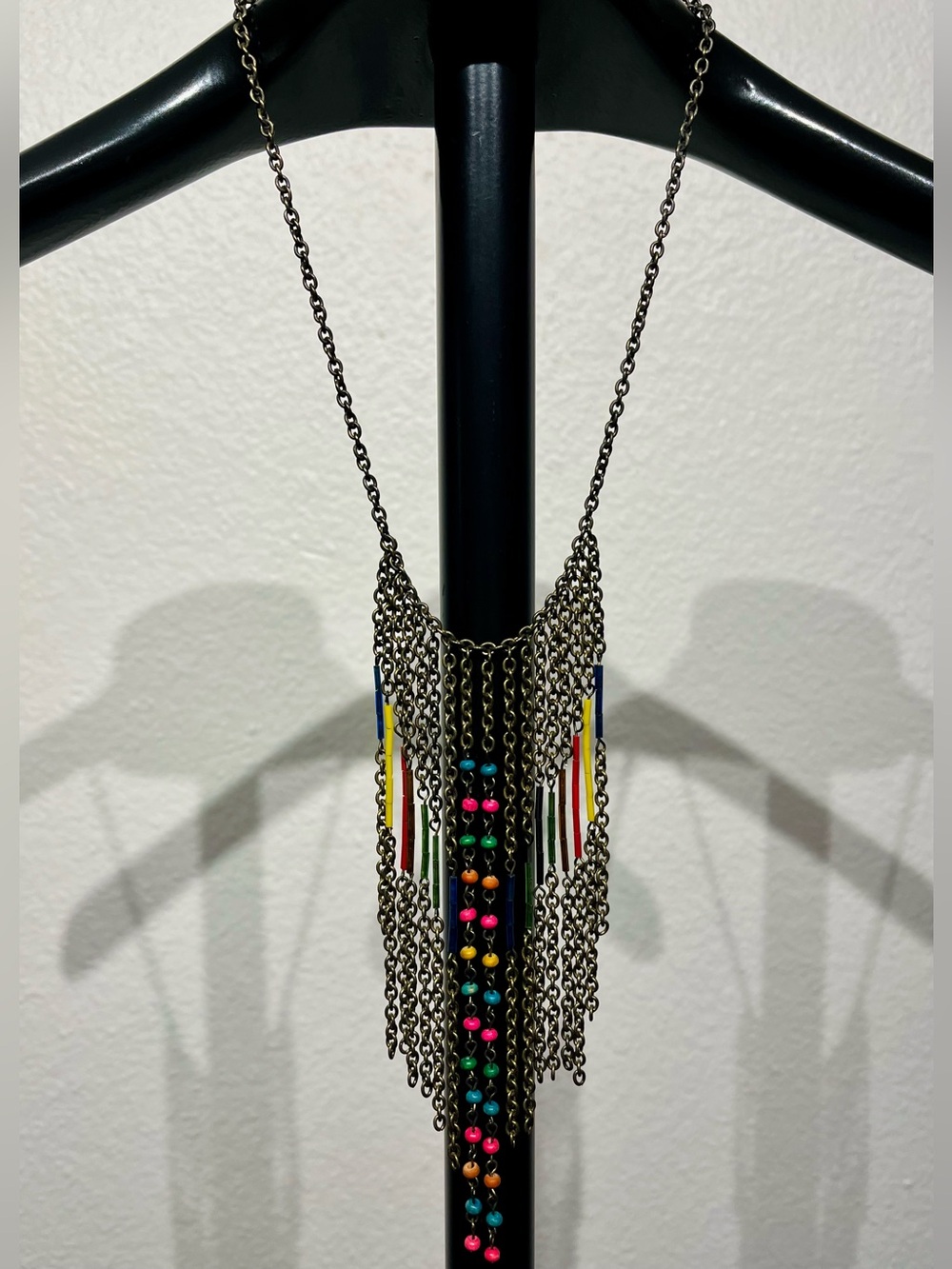 Vintage Multi-Color Fringe Chain Necklace - Women Jewelry